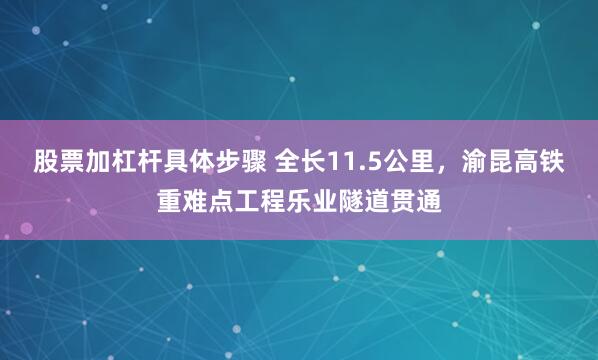 股票加杠杆具体步骤 全长11.5公里，渝昆高铁重难点工程乐业隧道贯通