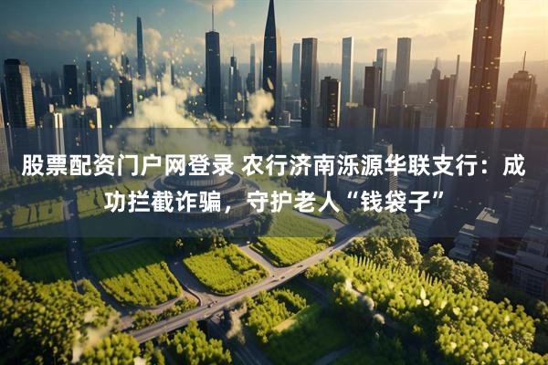 股票配资门户网登录 农行济南泺源华联支行：成功拦截诈骗，守护老人“钱袋子”