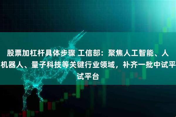 股票加杠杆具体步骤 工信部:聚焦人工智能、人形机器人、量子科技等关键行业领域,补齐一批中试平台
