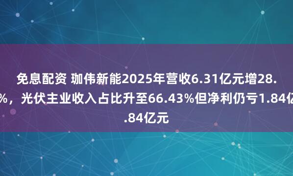 免息配资 珈伟新能2025年营收6.31亿元增28.76%，光伏主业收入占比升至66.43%但净利仍亏1.84亿元